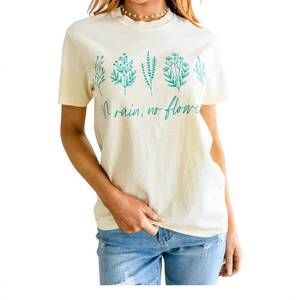 NEW 123 AMORE no rain no flowers tee in white